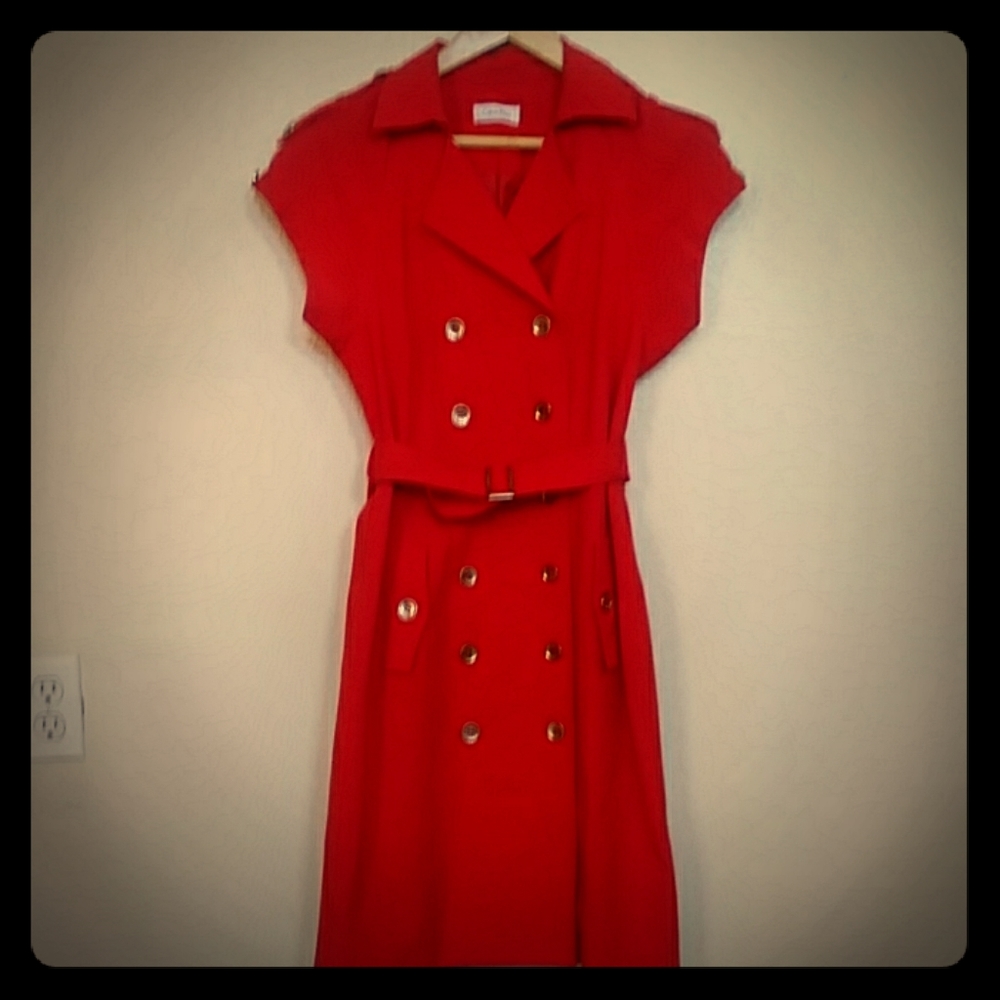 Calvin Klein Red Military Style Dress